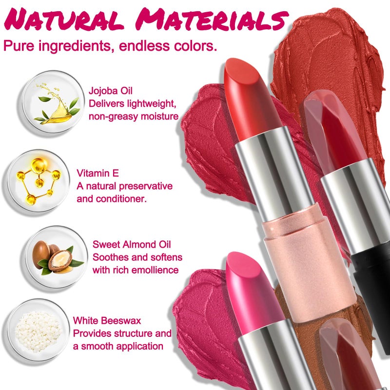 JUYRLE DIY Lipstick Making Kit- Natural Beeswax Based Lip Gloss & Matte Lip Gloss Making Kit, Craft Long-Lasting Matte & Velvet Lipsticks, Christmas Makeup Gift for Women, Girls & Beginners - Image 3